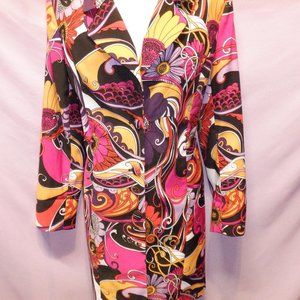 Metrostyle 60's Inspired  Floral Patterned Duster Jacket Dress 6